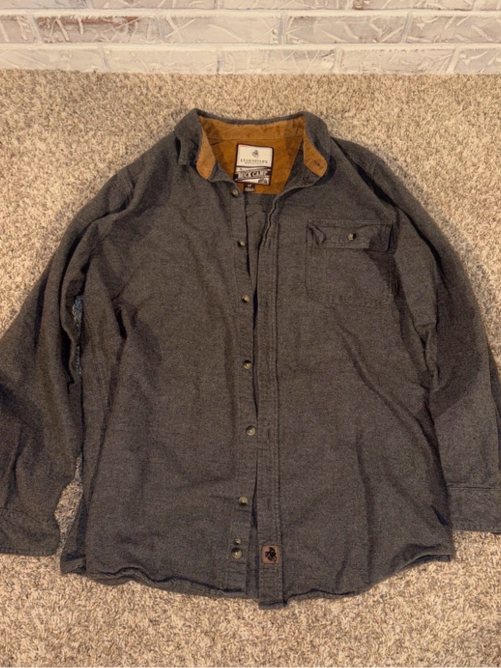 Legendary Whitetails Charcoal Gray Men's Button-Front Jacket- Large (Tall)